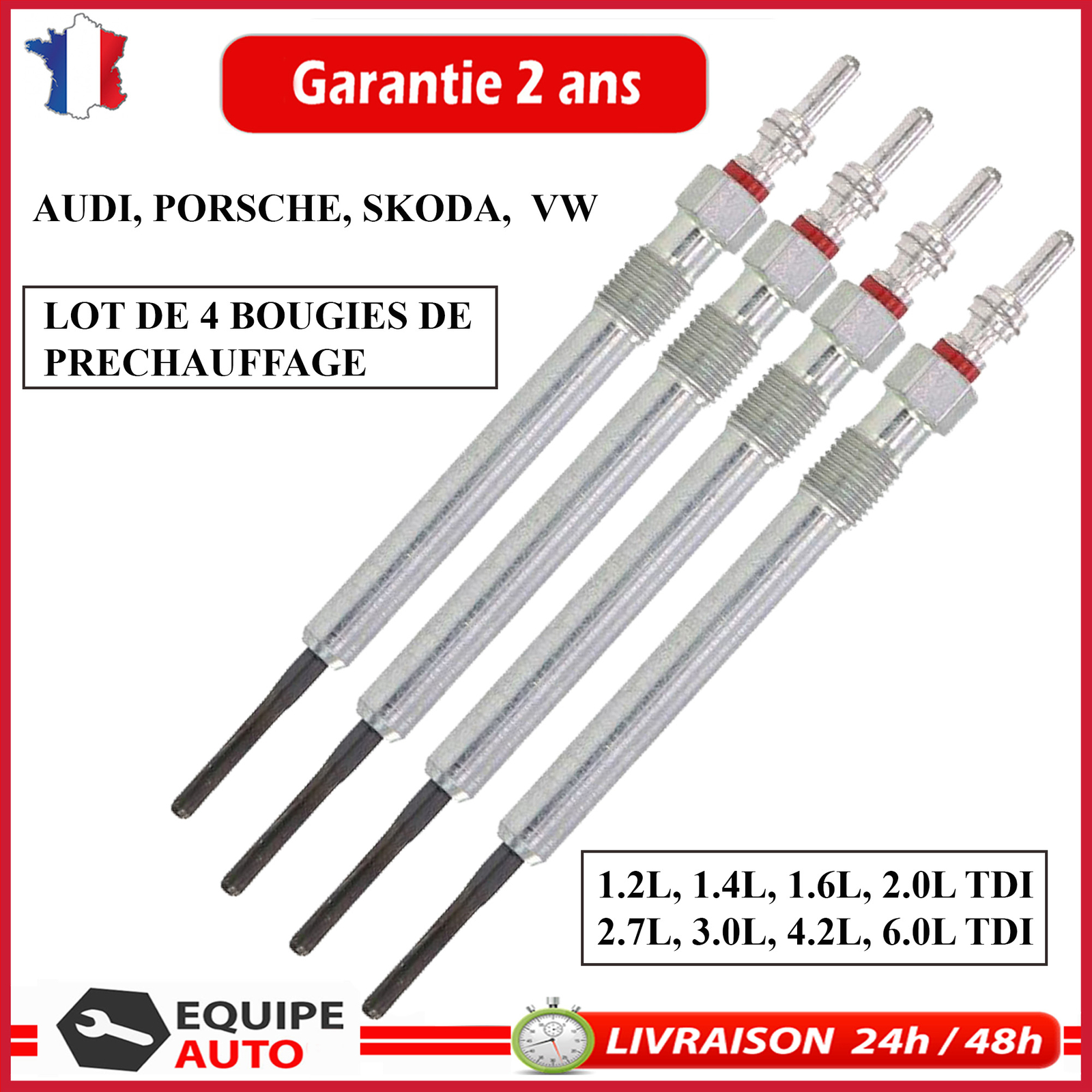 Bougie de préchauffage TDi pour Audi A4 A6 et Q5 moteur 2.0 3.0 l