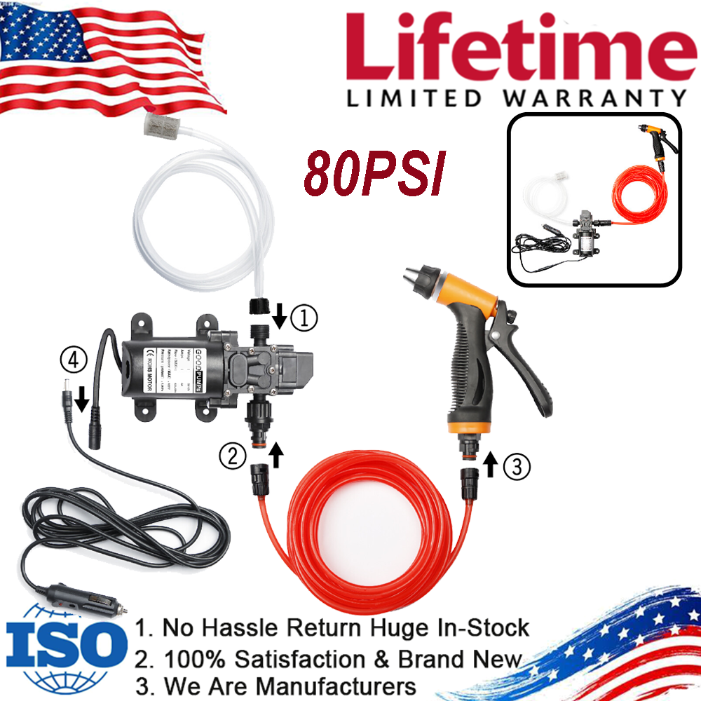 12V Self-Priming Electric Sprayer Gun with High Pressure Water Pump Kit