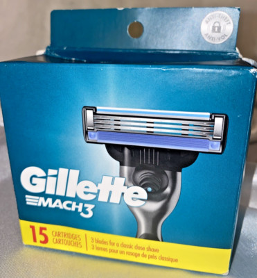 Gillette Mach3 Men's Razor Blade Refills - 15 Count - Close Shave -FREE SHIPPING