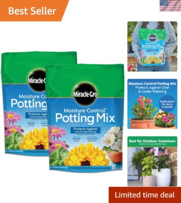 2-Pack Moisture Control Potting Mix 8 qt - Nourish & Protect Your Plants
