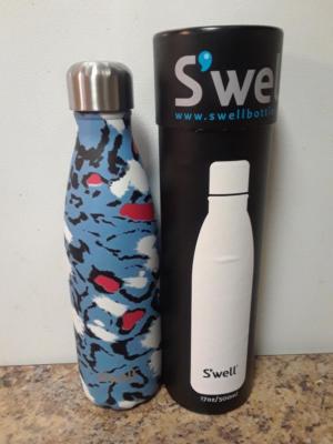 Swell Vacuum Insulated Stainless Steel Water Bottle 17oz, AZURE LEOPARD 