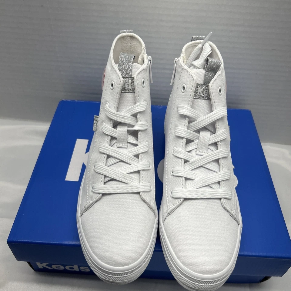 Top alto triple Keds para niña blanco rosa plata brillo look retro talla 4M Foto 3 de 4