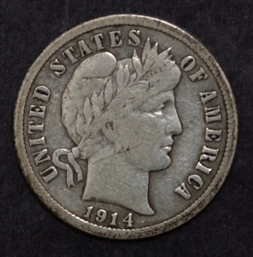 1914 Barber Dime VF Lot F 685