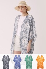 Anthropologie Style Women's Casual Abstract Pattern Tie Dye Kimono Cover Up