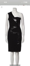 Versace Stunning Black Evening Dress with 100% Snake Skin Trim  Size S/US 4