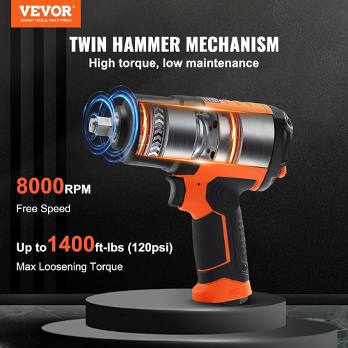 Air Impact Wrench, Pneumatic & 1/2-Inch Air Impact Wrench - High Torque 1400 Ft- - Picture 6 of 7