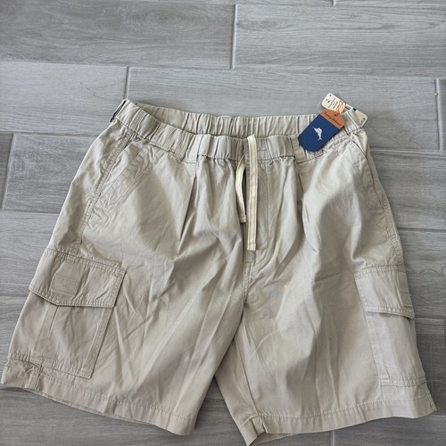 Tommy Bahama Survivor Shorts Mens XL Beige Cotton Elastic Drawstring Cargo NWT