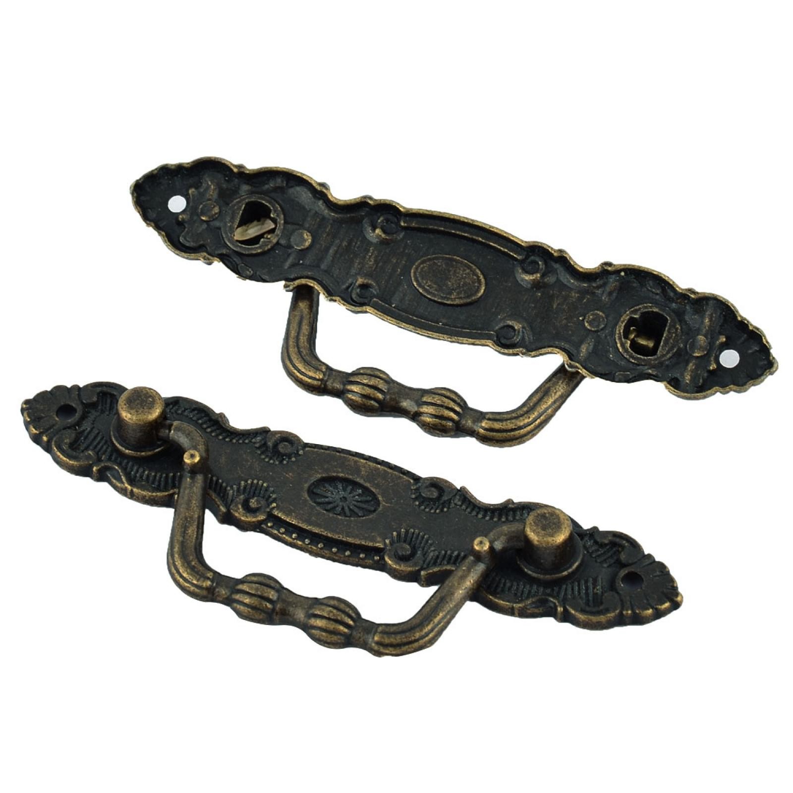 Floral Rim Retro Style Jewelry Wooden Box Pull Handle Bronze 2pcs | eBay