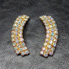 Vintage Signed MUSI Aurora Borealis Crystal Shoes Clips. 16.066