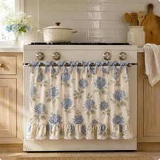 Farmhouse Oven Skirt Ruffle Trim Oven Door Curtain Floral Print for Kitchen