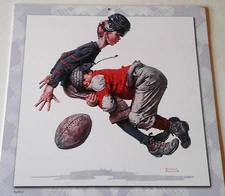 2004 NORMAN ROCKWELL PRINT  "TACKLED"  11 X 10 1/2