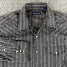 Panhandle Slim Western Pearl Snap Shirt Gray Metallic Stripe 17.5 34 Large