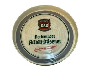 Vintage 1970's DAB DORTMUNDER Beer Collectible 11" Plastic ROUND Serving Tray