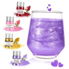 4 Colors Edible Glitter Set 8g/Bottle ,Gold Red Purple and Valentine-4 Colors