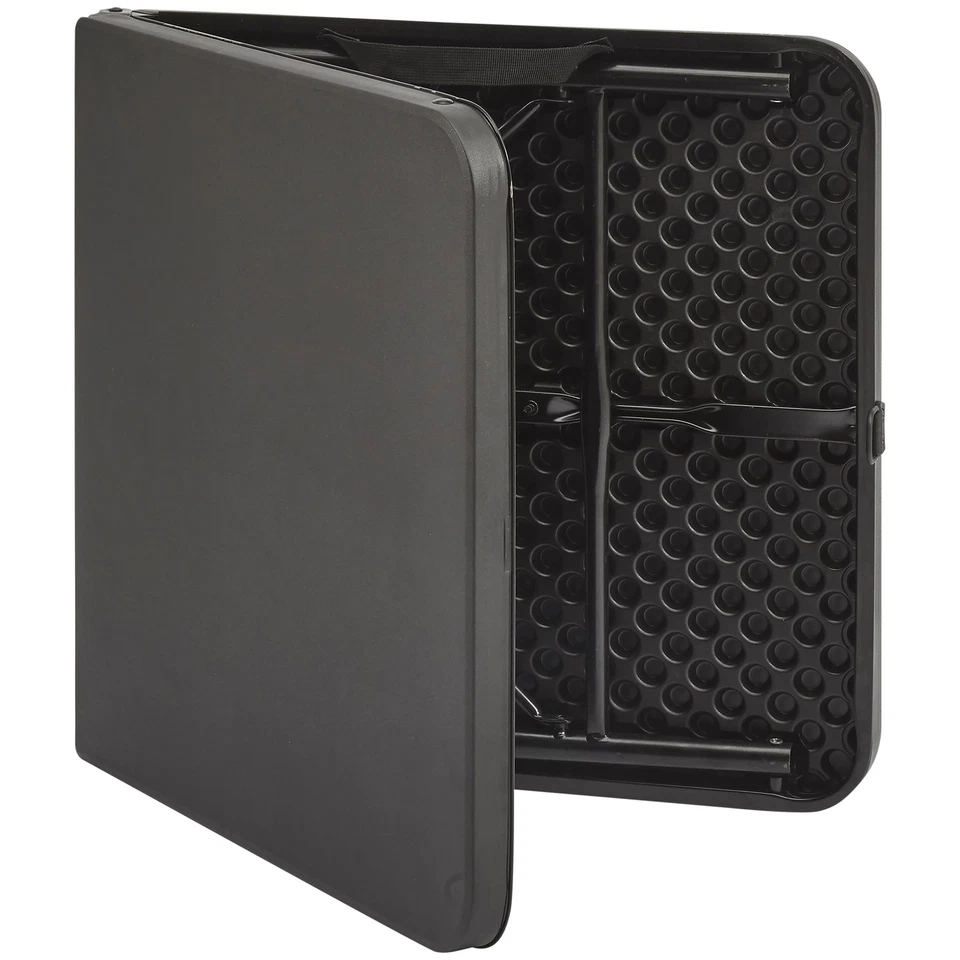 Mesa dobrável plástica altura ajustável 40" dobrável ao meio, preta rica - Imagem 2 de 4