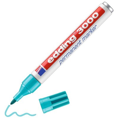3000 Permanent Marker - Turquoise - 1 Pen - Round Nib 1.5-3 mm - Quick-Drying...
