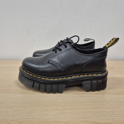 Dr Martens Audrick 3L Quad Plateau Schwarz Leder Chunky Plateau Schuhe Uk 5.