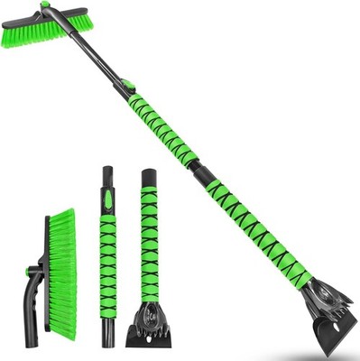 51'' Extendable Snow Brush & Ice Scraper for Trucks, SUVs, Cars, RVs - Green
