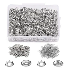 100 Sets 9.5mm Silver Metal Snap Button, Open Prong, Fasteners Kit, Sewing