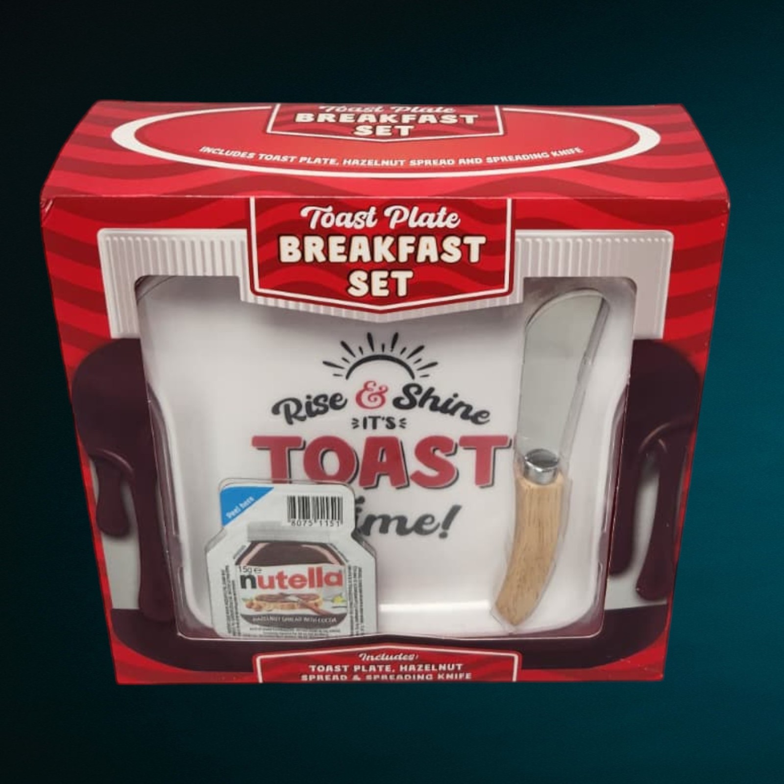 Juego de Desayuno Plato Tostado con Cuchillo y Avellana Caja de Regalo Cocina Comedor