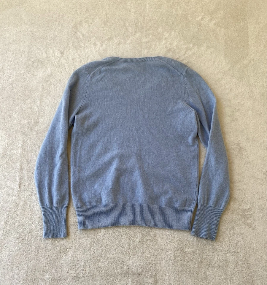 Suéter Pullover Only Mine 2 Capas Cachemira Cuello en V Tejido Azul Para Mujer Talla: L Foto 2 de 4