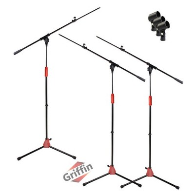 Microphone Boom Stand 3 PACK - GRIFFIN Telescoping Boom Tripod Studio Stage Mic