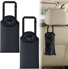 2 Pack Car Trash Bags Hanging Garbage Can Organizer Seat Back Storage Black