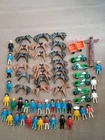 Playmobil Geobra Lot of Vintage People, Horses, Motorcycles, Totem, Wheelbarrow