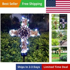 38inch Cross Garden Solar Lights Outdoor Decorative - Solar Metal Glass Cross...