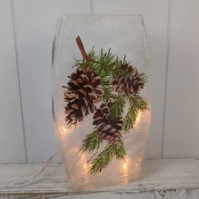 Stony Creek Peaceful Pines 8" Lighted Vase Alessandra Gavin Christmas Cabin