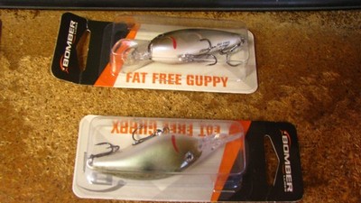 Bomber crankbaits, ''fat free guppy'', 2 3/8'', 3/8 oz, 2 ct, free shipping