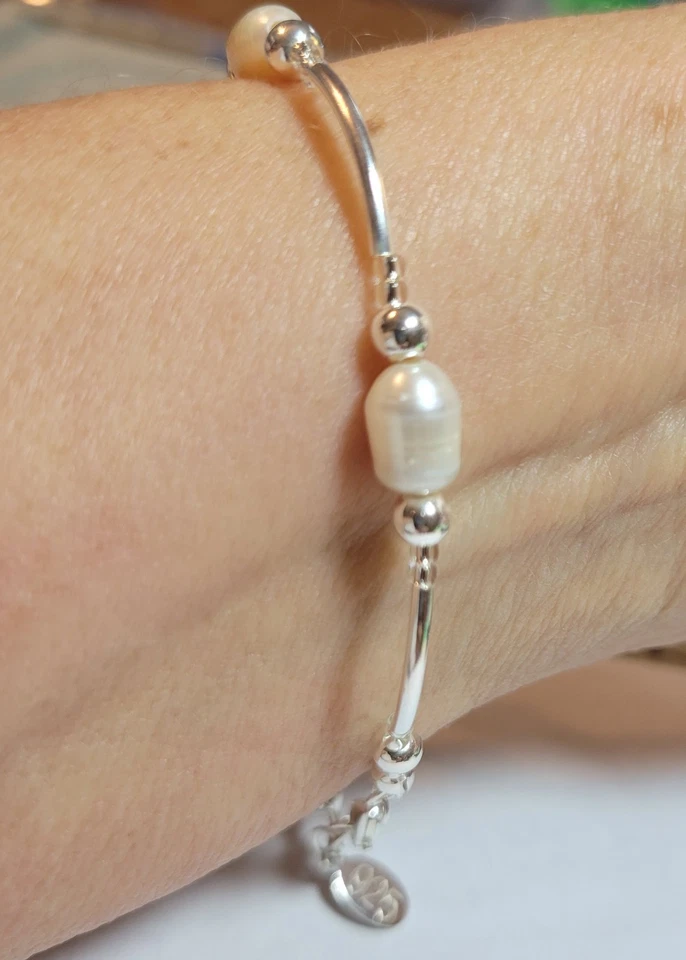 Pulsera Bendición .925 PLATA ESTERLINA Cuentas y PERLAS BARROCAS  Foto 2 de 4