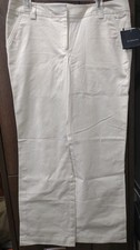 Liz Claiborne Womens Audra Pants Stretch Straight Mid Rise Zip Off White Sz 14
