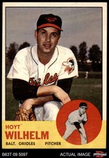 1963 Topps #108 Hoyt Wilhelm Orioles HOF 5 - EX