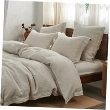 100 Washed Linen Duvet Cover Set with Embroidered,3 King Embroidery Linen