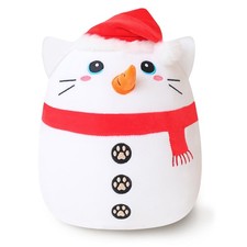 Christmas Snowman Cat Stuffed Animal Plush Toys, Cute Christmas Stuffed Snowm...