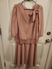 Vtg Good Times Montgomery Ward Drop Waist Grandma Dress Made In USA Size 17 18