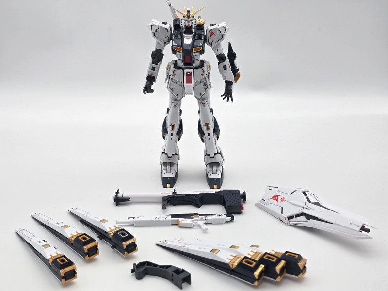 Built RG Nu Gundam, 1/144 Bandai Gunpla Gundam UC model kit