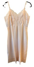 Vintage Lady Lynne Pink Satin Lace Full Slip Nightgown No Sz Coquette Lingerie