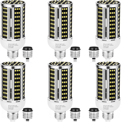 Bright 35W LED Corn Light Bulb 3000K, 5000LM, E26/E39, 6 Pack
