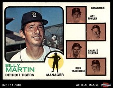 1973 Topps #323 Billy Martin Tigers Leaders MANAGER COACH 7 - NM