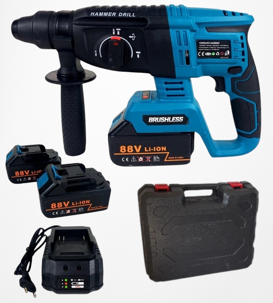 Martello Perforatore 48V SDS Plus + 2 Batterie - Kit Completo Professionale
