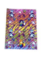RARE 1990s Cats Kittens LISA FRANK full STICKER SHEET Colorful Balls Hearts S215