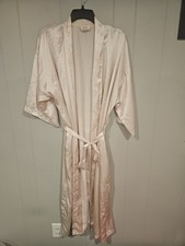 LA Intimates Vintage Satin Pink Belted Robe Womens Large USA-Made 20" Pit To Pit