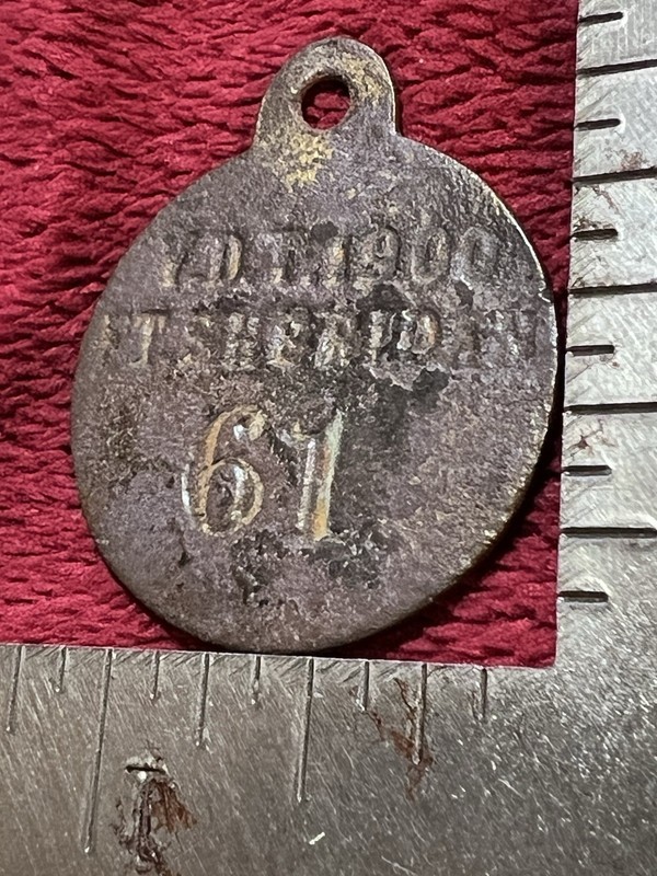 Vintage Ft. Sheridan (IL) Brass Tag, Cavalry Stable Marker, #61.