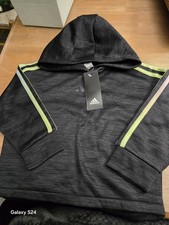 Adidas 3-Stripes Hooded Game Go Poly Melange Fleece Pullover in black Girls 4
