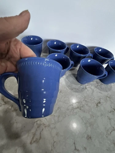 Set Of 4 Dansk Blue Ceramic 4”X 4”Coffee Mugs 