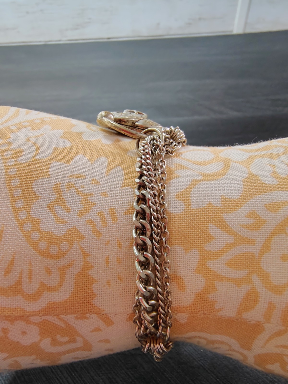 Pretty Unique Silver Tone Multi chain Bracelet W/… - image 7