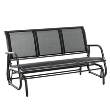 Image of 3-Seat Glider Rocking Chair for 3 People Bench Patio Garden Furniture Seating