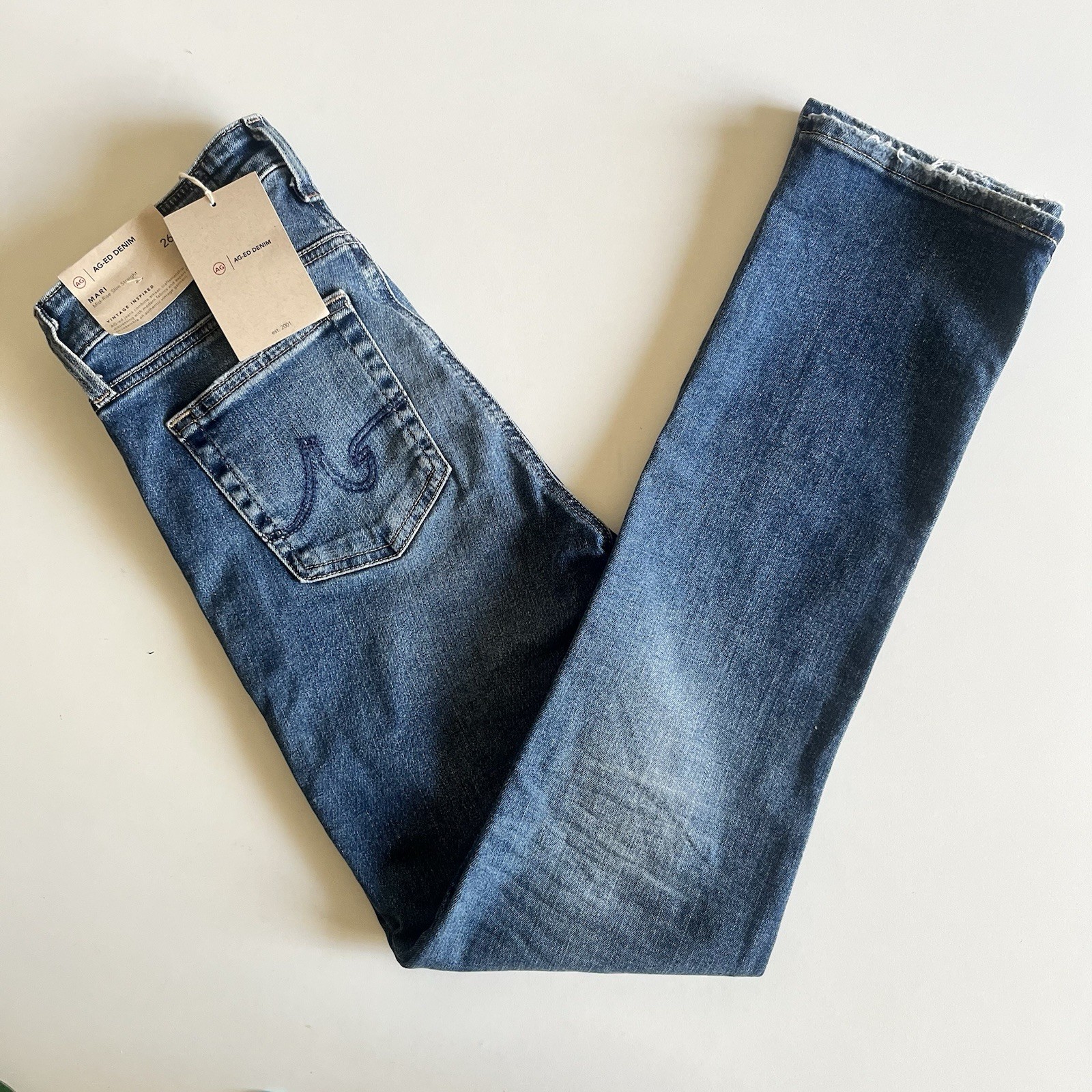 AG Adriano Goldschmied Mari Mid Rise Slim Straight Jeans Size 26 NWT